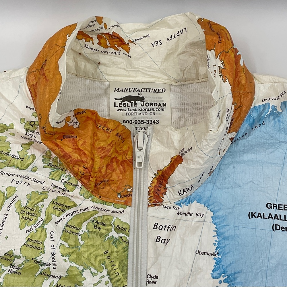 Tyvec RARE Y2K Vintage Leslie Jordan Map Jacket Collector’s Item Kurt Cobain L - Picture 7 of 16